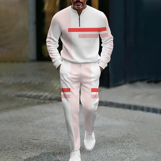 Men's Half-Zip Color Block Tracksuit Set