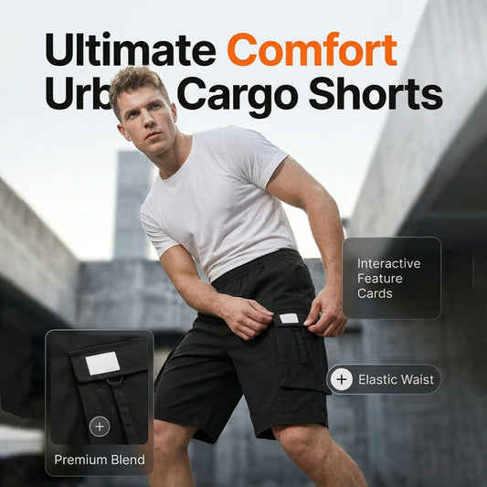 Men's Casual Cargo Shorts with Elastic Waist